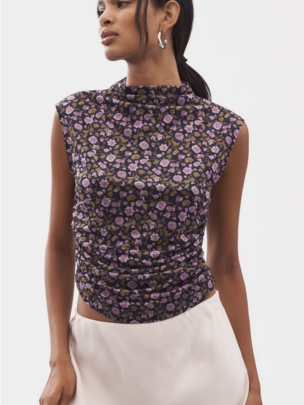Nwot maeve Mock-Neck Mesh Muscle Top blue and purple